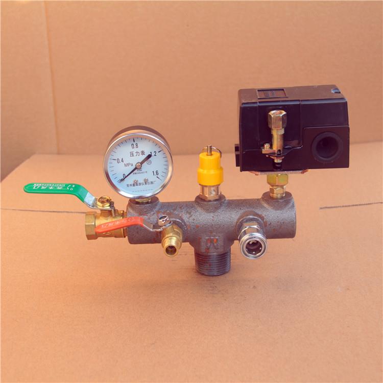 空压机泵配件0.9/82MM1寸气外丝7通总成开关3支铁架横担出气总成