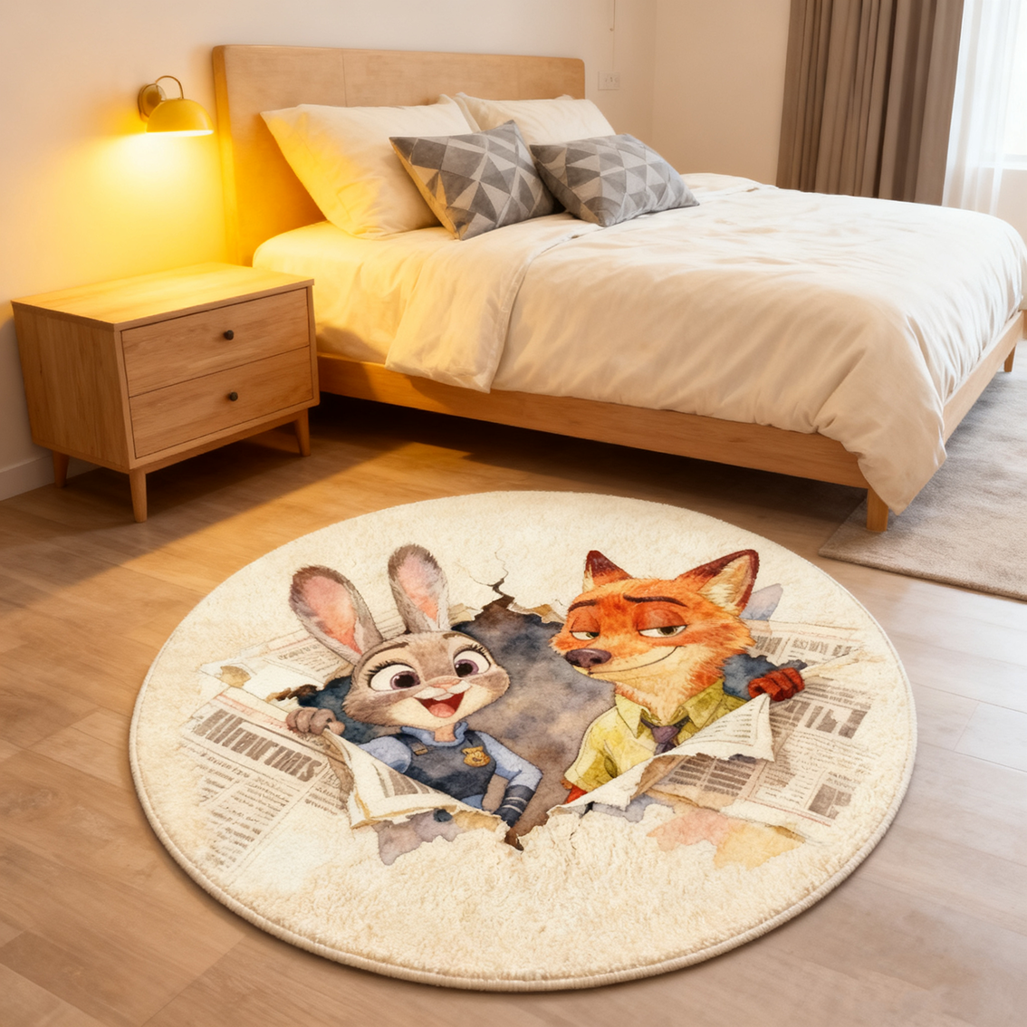 疯狂动物城2周边圆地毯床边毯
