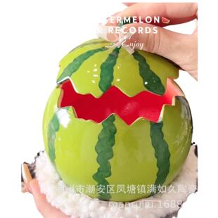 慢如旧 西H1582瓜瓷陶泡面碗带盖颜汤碗大饭容量水果沙拉甜品高值