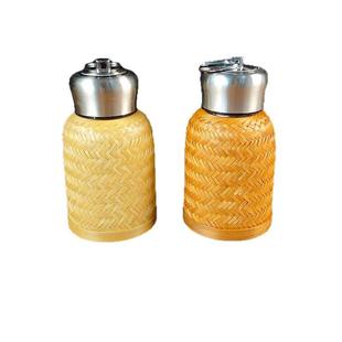 制纯意手工编织品外壳保温杯创便携旅大漆竹编行不锈钢水杯茶杯扣