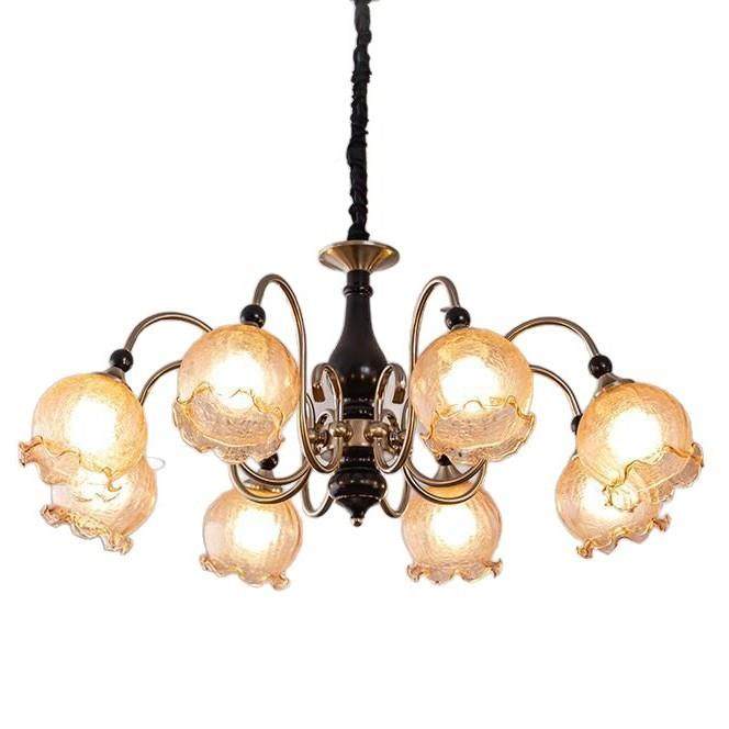 中古吊风铃兰花灯罩客厅吊美式复古实木灯卧室全灯光谱护眼94517,家装灯饰光源,智能吊灯,淘宝优惠券,粉丝福利购,淘宝优惠卷