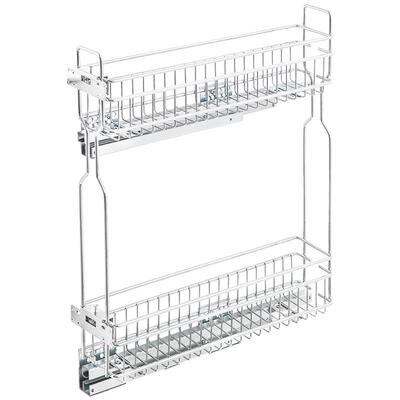 厨房橱柜屉式侧拉窄篮地柜双层极篮收拉纳缓冲阻抽尼滑轨调味拉篮