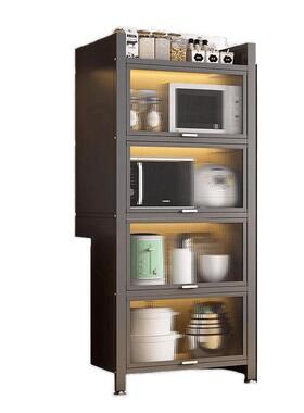 加粗地新款厨房置物架落多层收防物尘纳家用碗柜UUP餐边柜橱柜储