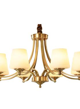 美式全铜吊灯客厅灯主35395灯现乡代简约复古村卧室餐厅灯山LED中