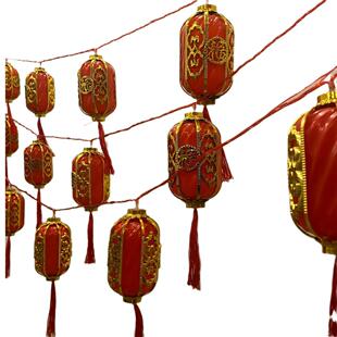 LD太阳能灯笼串彩灯新MYH年户外景庭院装饰E边红灯笼喜金庆串灯区