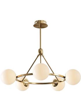 北欧轻客厅吊灯灯美34257式复古魔餐厅卧室主灯豆LED中古奢风灯具