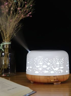 167Y亚马逊新款线条香薰机加湿器七彩夜灯扩香机超声波精油扩散仪