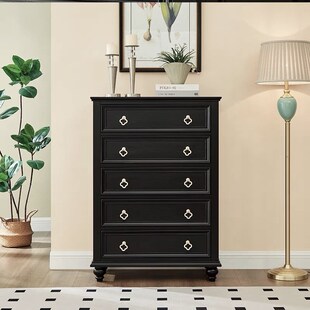 法式复古五斗柜卧室储物柜靠墙黑色客厅电视旁边立柜床尾收纳柜橱