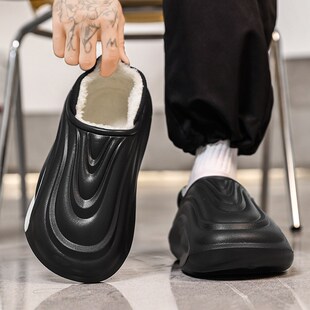 棉拖鞋男款2025冬季新款厚底增高加厚高级感包跟外穿防水软底棉鞋