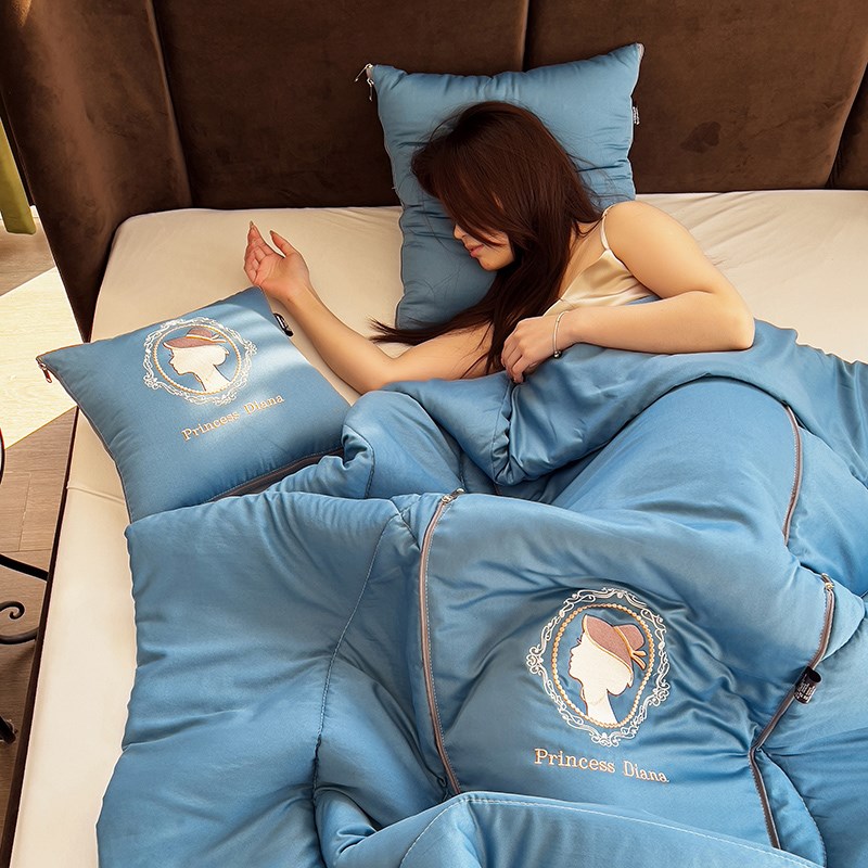 双层纱两c用抱枕被刺绣汽车靠垫二合一办公室沙发午休可折叠空调