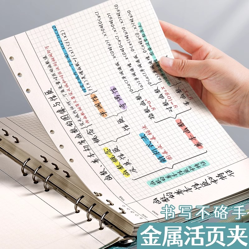 A4可拆卸思维导图笔记本活页本软皮上翻手账本横版横向b5方格本日