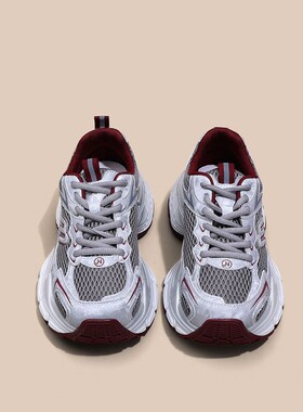 MEILING~厚底老爹鞋女春秋季新款百搭时尚鞋撑增高轻便休闲运动鞋