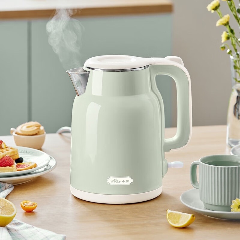 小熊电热水壶ZDH-H15L6家用烧水壶1.5L大容量一体不锈钢开水壶绿