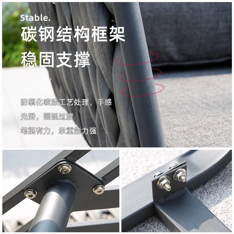 户外沙发茶d几组合庭院休闲露天阳台防水防晒铁艺铝合金藤编沙发