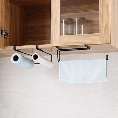 304不锈钢厨房用纸专用架保鲜膜收纳架 免打孔橱柜卷纸架纸巾挂架