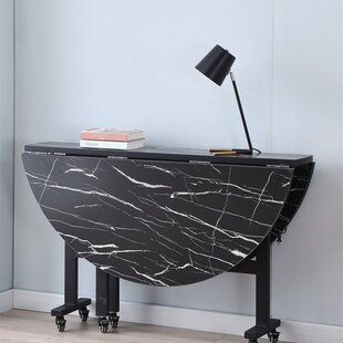 季嘉轻奢餐桌吃饭桌子可三折叠大圆桌面板小户型10人移动实木15