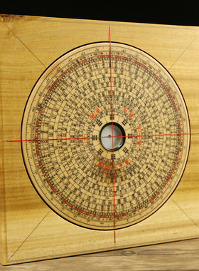 银杏木手工罗盘风水盘高精度专业八寸三合盘罗经仪指南针初学方盘