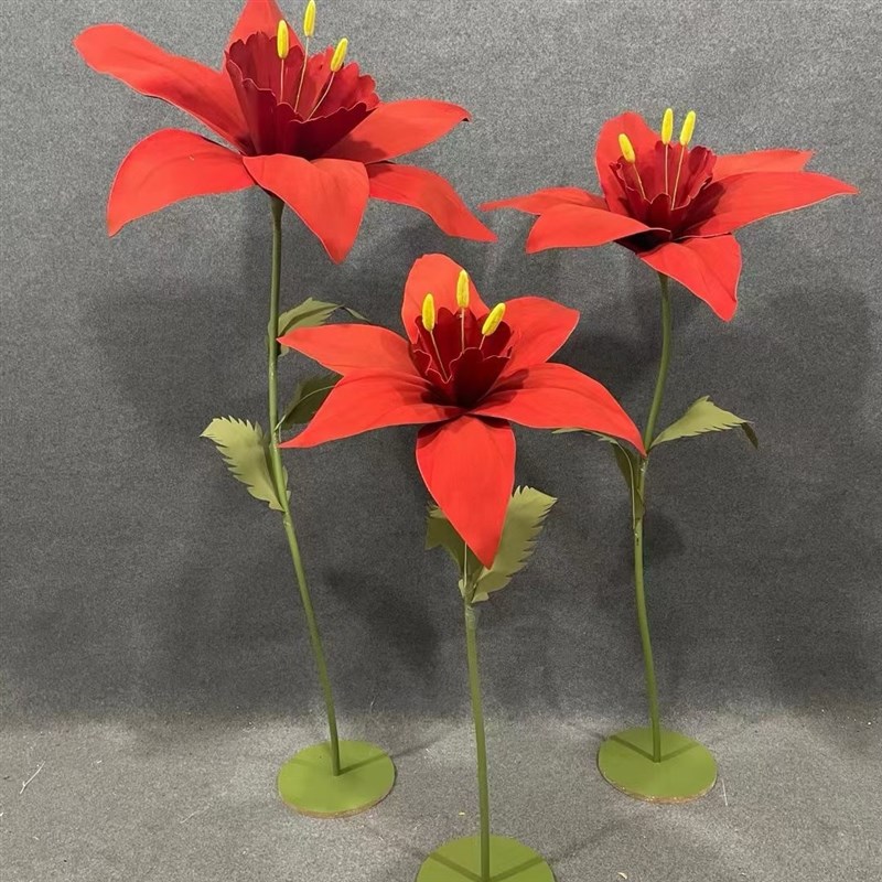 婚礼大型水仙路引摆件舞台泡沫花百合立I杆纸艺花装饰橱窗婚庆道