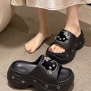 外穿可爱水钻猫咪室内家居防滑厚底凉拖鞋 高跟一字拖女士夏季 时尚