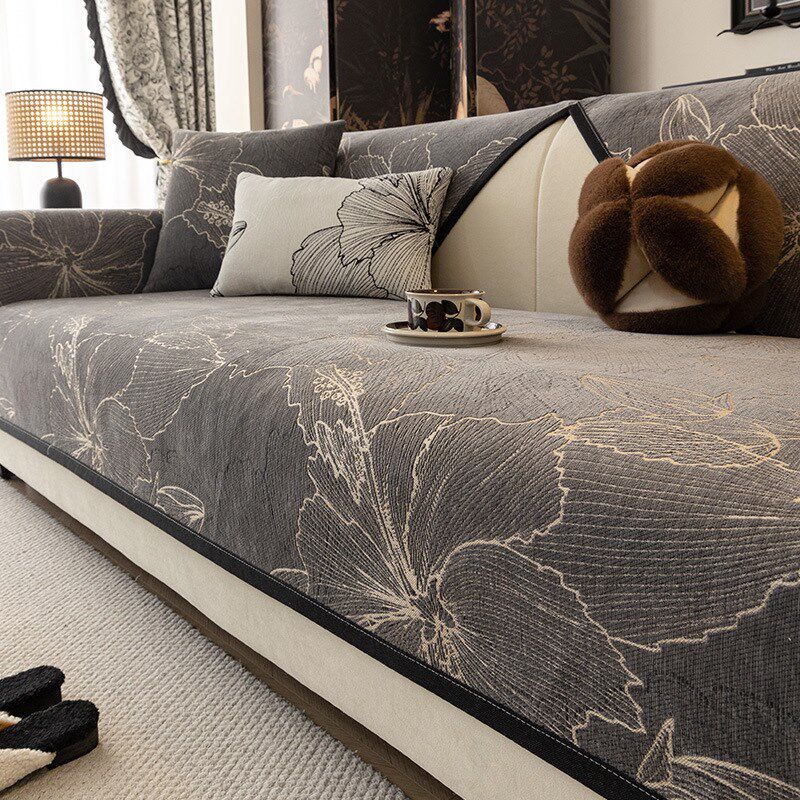 雪尼尔沙发垫子四l季通用防滑耐脏坐垫子现代新中式沙发套罩盖布