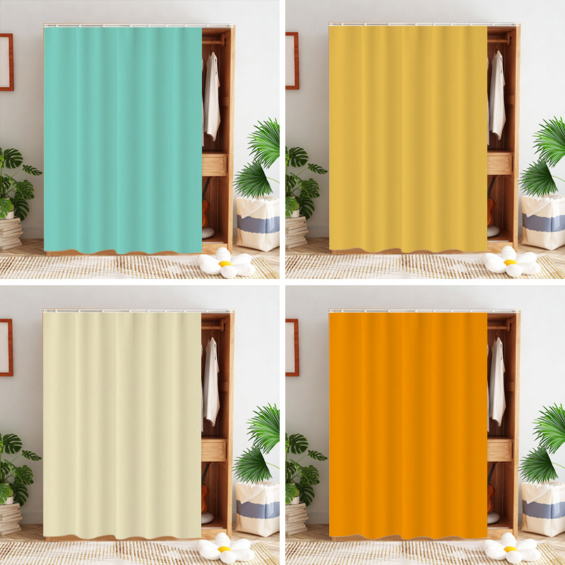 纯色柜子遮挡帘衣柜书柜防v尘门帘滑轨魔术贴置物架杂货遮丑布帘