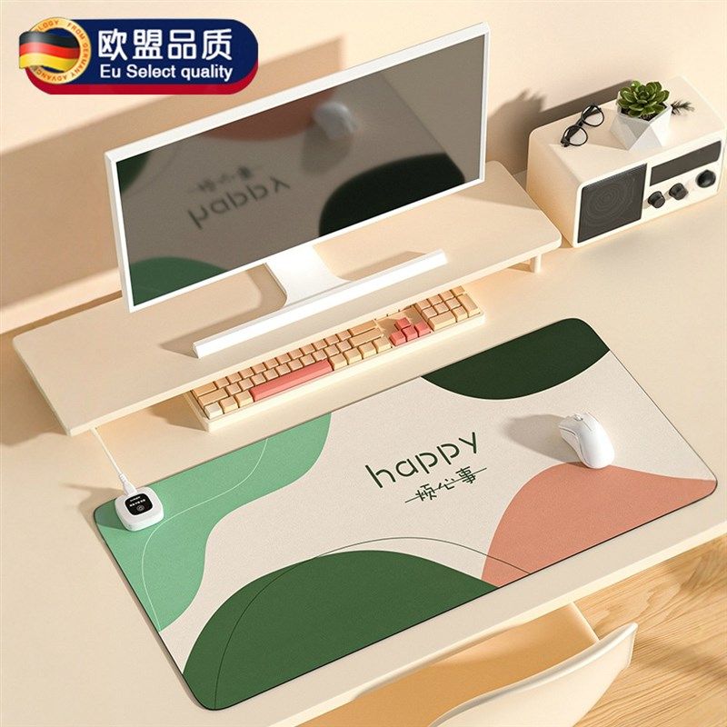 加热鼠标垫左侧开关超大发热暖手桌垫办公室书桌面电脑工位电热垫