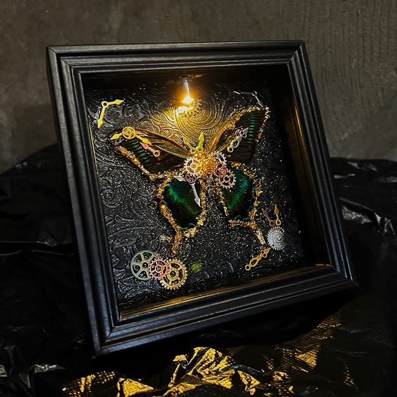 母亲节手工diy手工制作生日毕业礼物男女L生真机械蝴蝶标本相框画