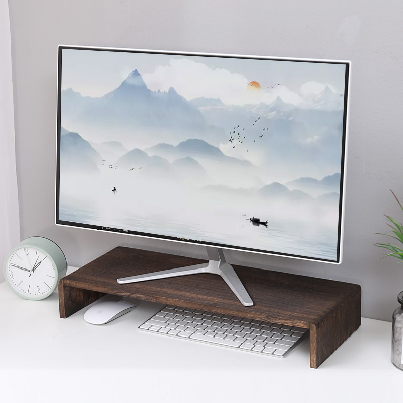 实木桌面台式电脑显示器增高架底B座置物架办公护颈键盘收纳架支