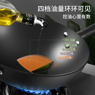 爱仕达油你控旋风尖底大翻炒爆炒铁锅无涂层锈不了炒菜锅精铁炒锅