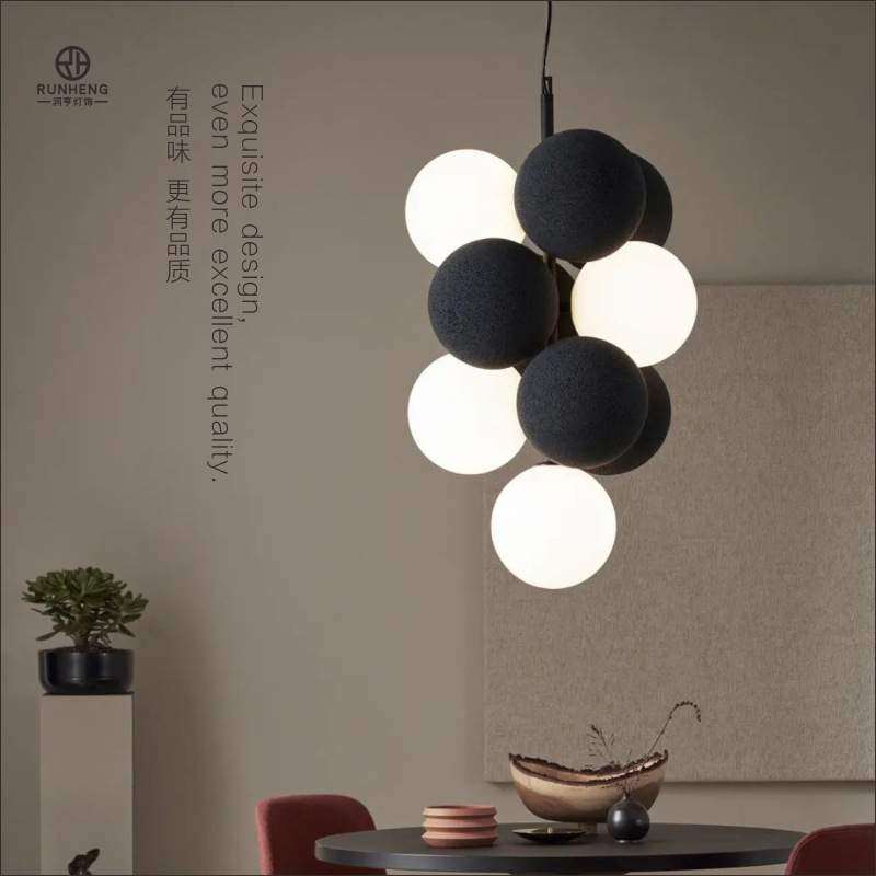 诧寂风餐厅吧台吊灯创意绒布球北欧设计儿童房卧室葡萄装饰吊灯,3C数码配件,USB灯,淘宝优惠券,粉丝福利购,淘宝优惠卷