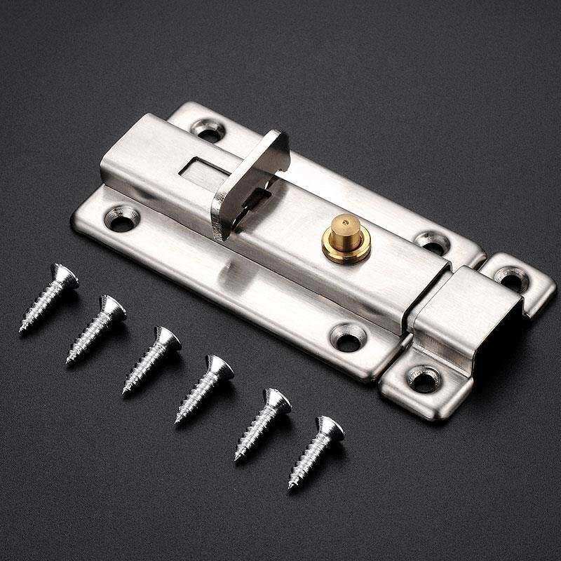 不锈钢4寸弹簧 门锁自弹门栓锁插销扣卫生间门窗门栓门扣木门明装