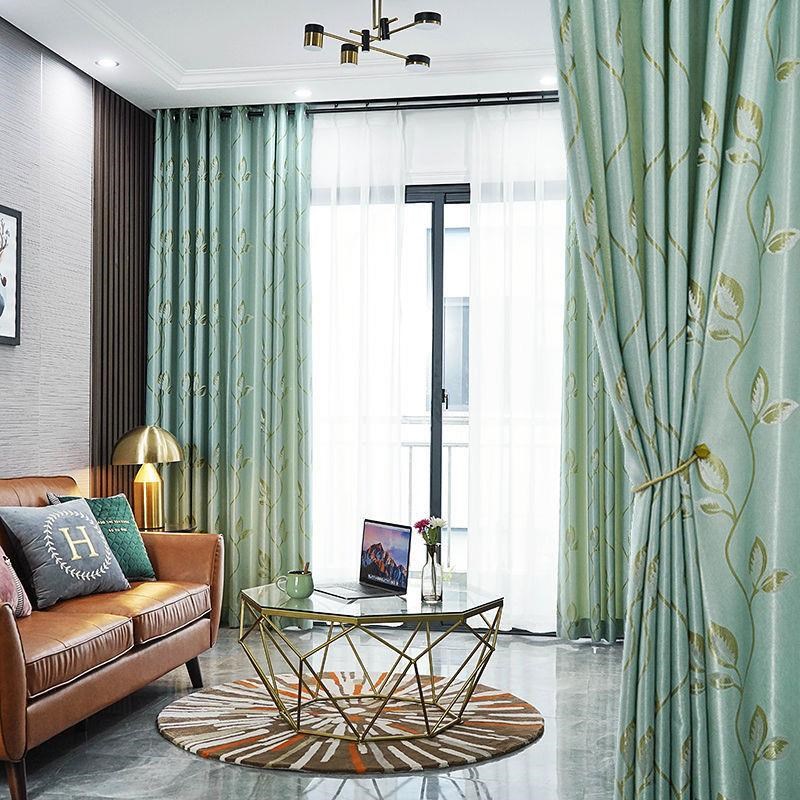 田园加厚提花成品卧室隔断客厅高遮光窗帘布落地窗阳台飘窗小短帘