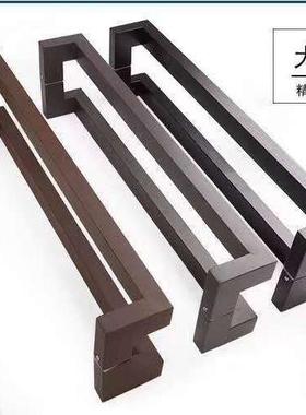 玻璃门拉手方管双弯黑色不锈钢灰色黑钛金玫瑰金有框木门拐角把手