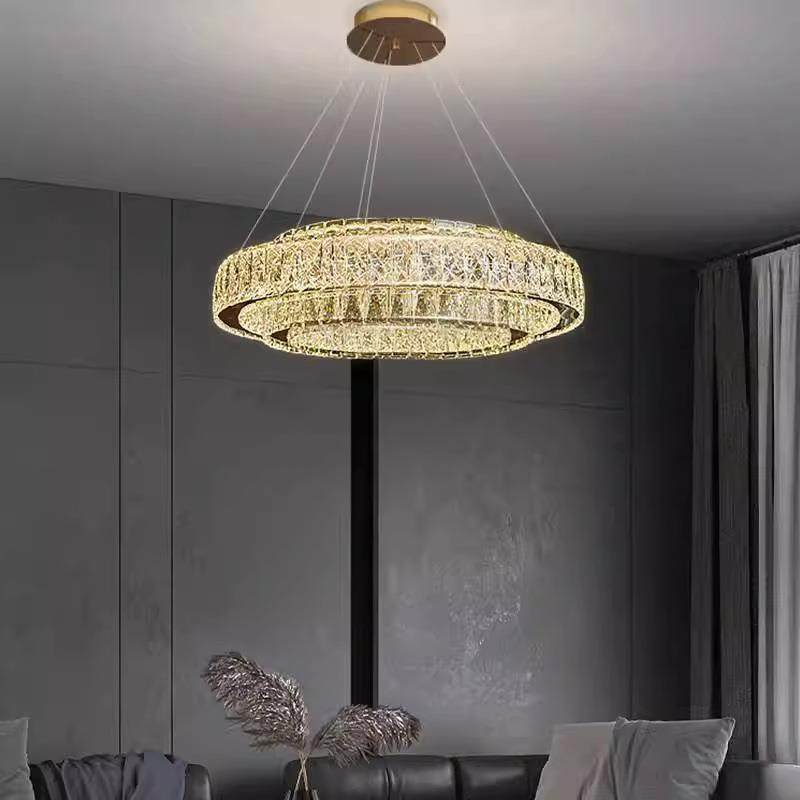 2025年新款高端大气客厅吊灯轻奢风圆环形K9水晶吊灯卧室餐厅吊灯