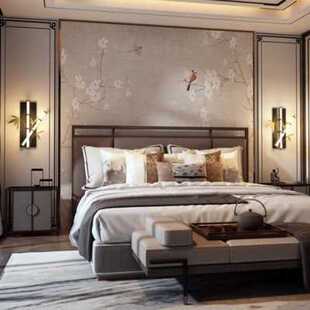 极速忽风 壁灯客厅卧室床头灯中国风墙壁灯房间楼梯过道走 新中式