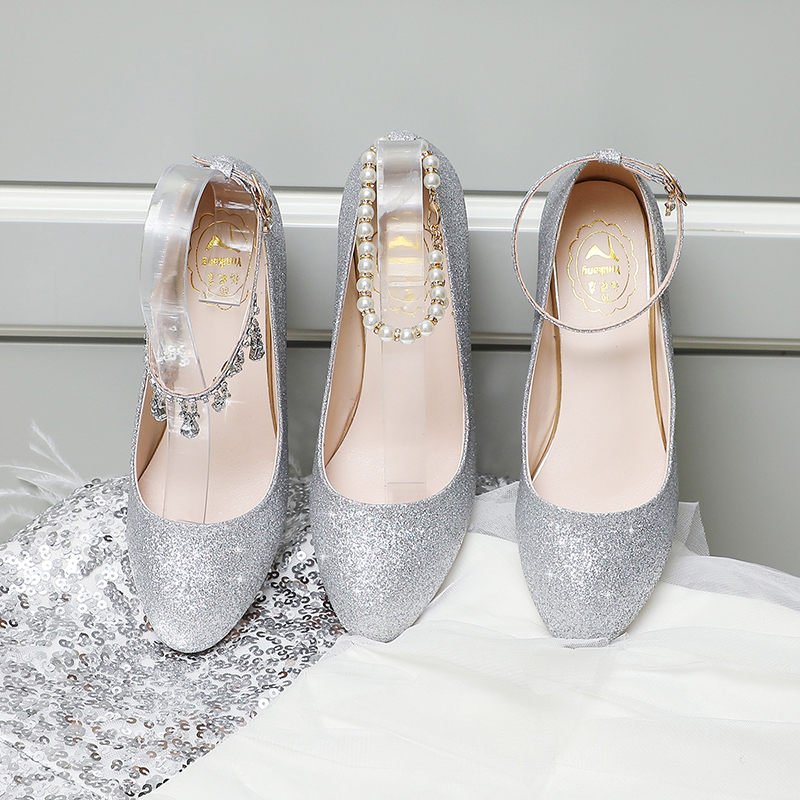 18岁成人礼女生高跟鞋公主水晶鞋模特走秀学生演出礼服伴娘鞋婚鞋