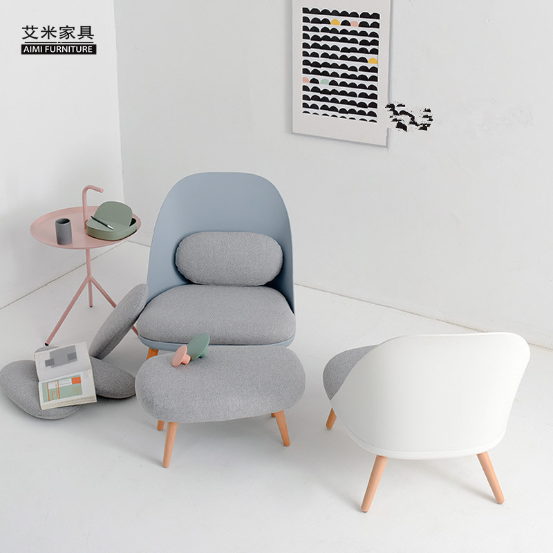 北欧单人沙发椅实木休闲单椅创意靠背椅懒人躺椅脚踏老虎椅蜗牛椅