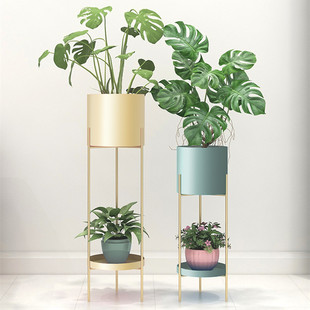 极速北欧铁艺花架子落地式 置物架阳台室内客厅多层轻奢吊兰绿萝花