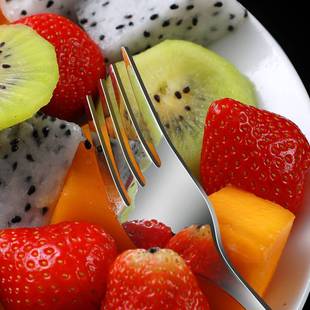 //水果餐叉子排餐具牛排刀家用钢叉主餐西叉叉子牛大号叉不锈钢叉