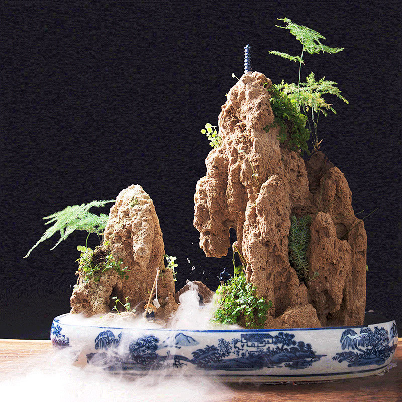 极速吸水石假山盆景上水石毛石原石吸水石头奇石30-34厘米组合水