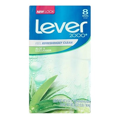 Lever 2000 Bar Soap  Aloe & Cucumber  4 oz bars  8 ea (Pack
