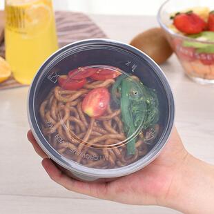 圆形1500ML一次性餐盒塑料打包加厚黑色外卖饭盒快餐便当汤碗带盖