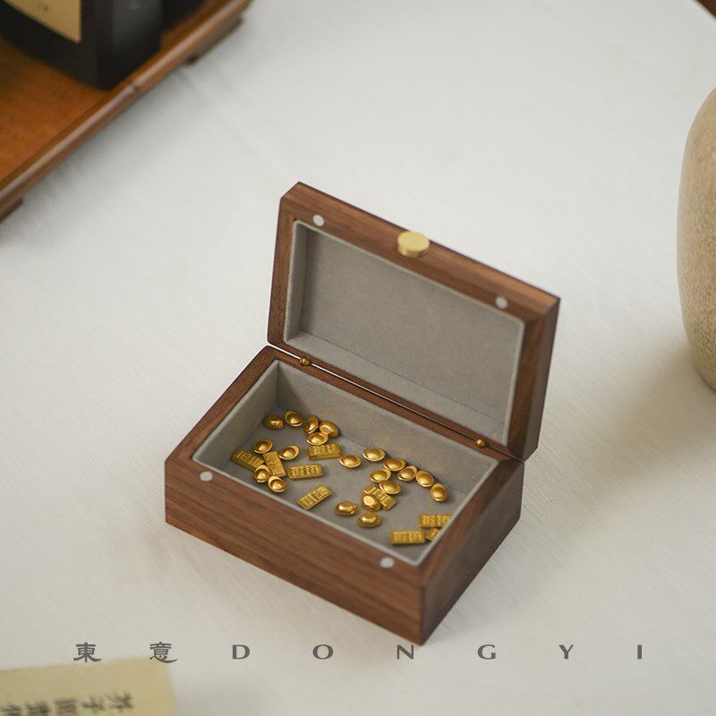 东意实木攒金1g金豆10g20g金条专用收纳盒便携首饰盒长方形收藏盒