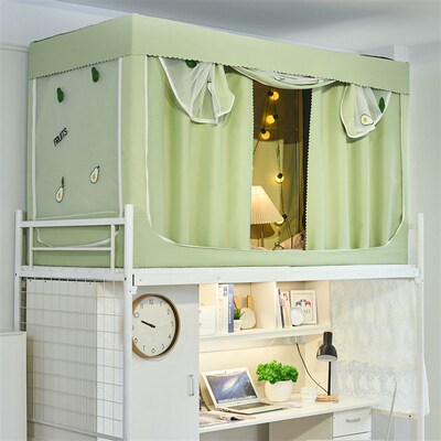 A类纯布料无涂层强遮光床帘蚊帐一体式加厚学生宿舍上铺帐篷支架