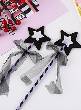 魔法棒仙女棒 黑色五角星仙女棒 舞会表演道具夜市发光玩具