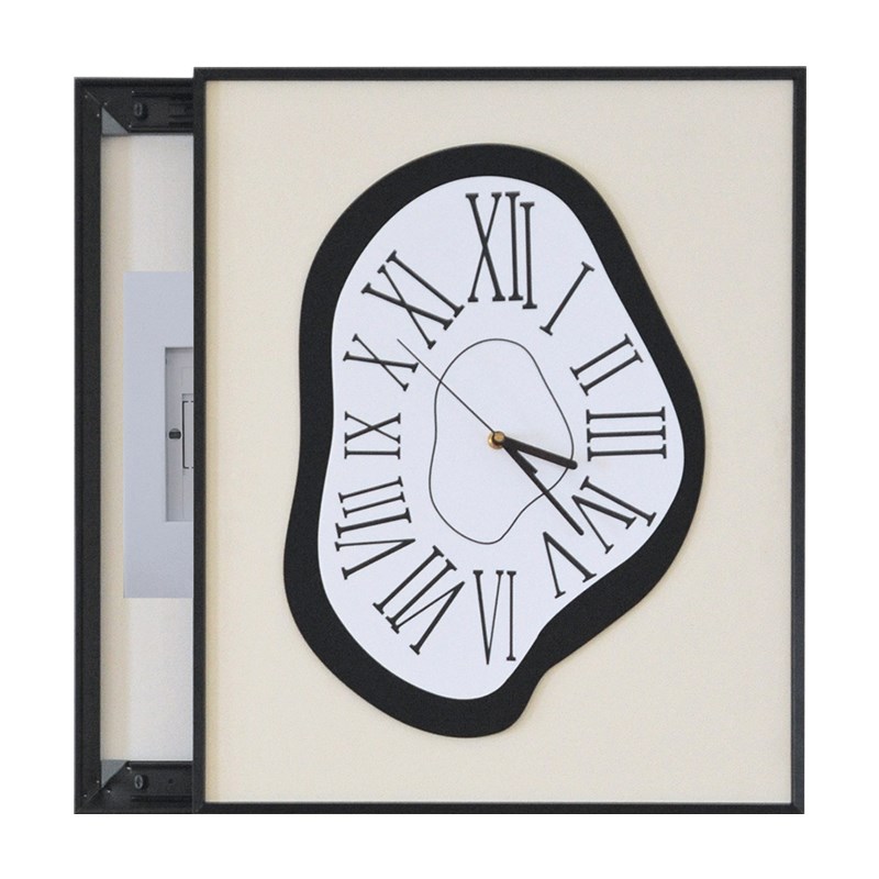 电表箱装饰画带钟表达利r异形复古时钟电箱遮挡挂钟静音玄关挂画