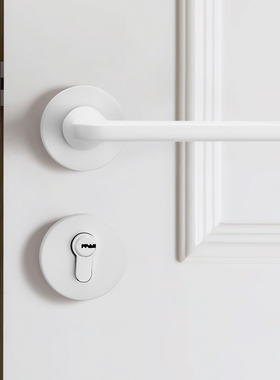白色门锁室内卧室房门锁具家用简约磁吸静音两件式门把手房间木门