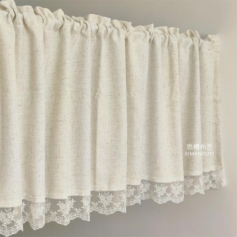 重磅复古亚麻短帘小窗户窗帘半z帘厨房门帘卫生间门帘奶油色隔断