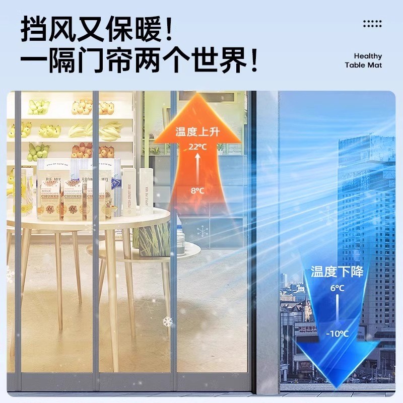 空调门帘夏季隔热挡风磁吸店铺商用防F风隔断帘PVC透明塑料软门帘