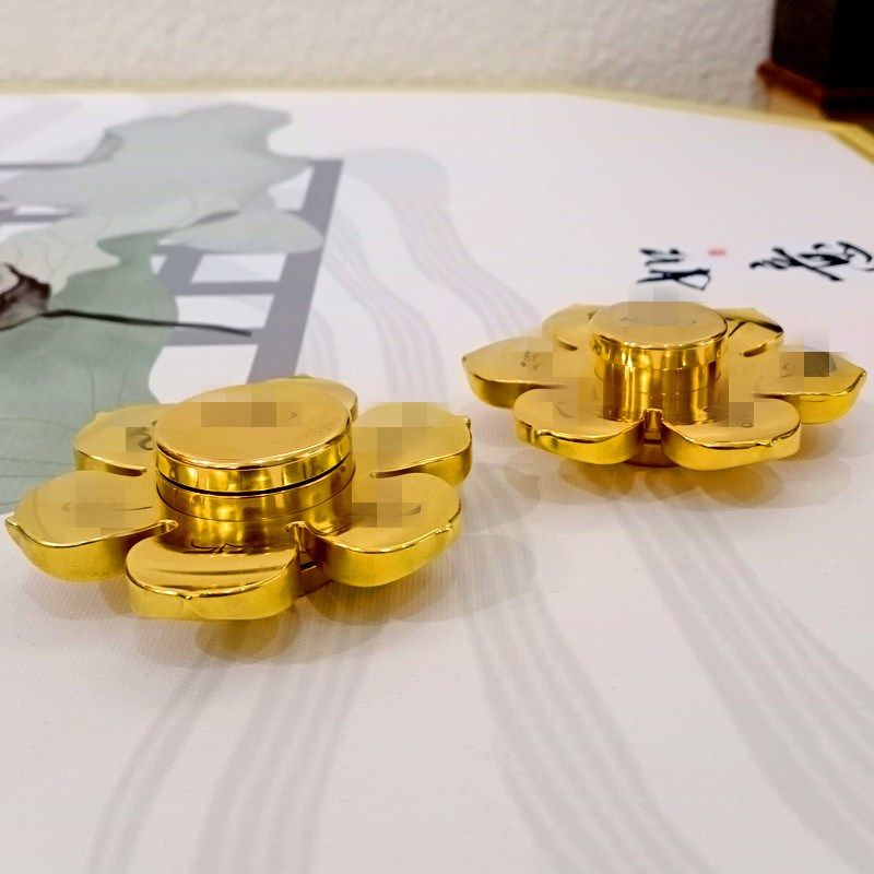 七宝莲花黄铜手捻转金轮缩微胶片指尖陀螺观音六字文殊手指捻转轮